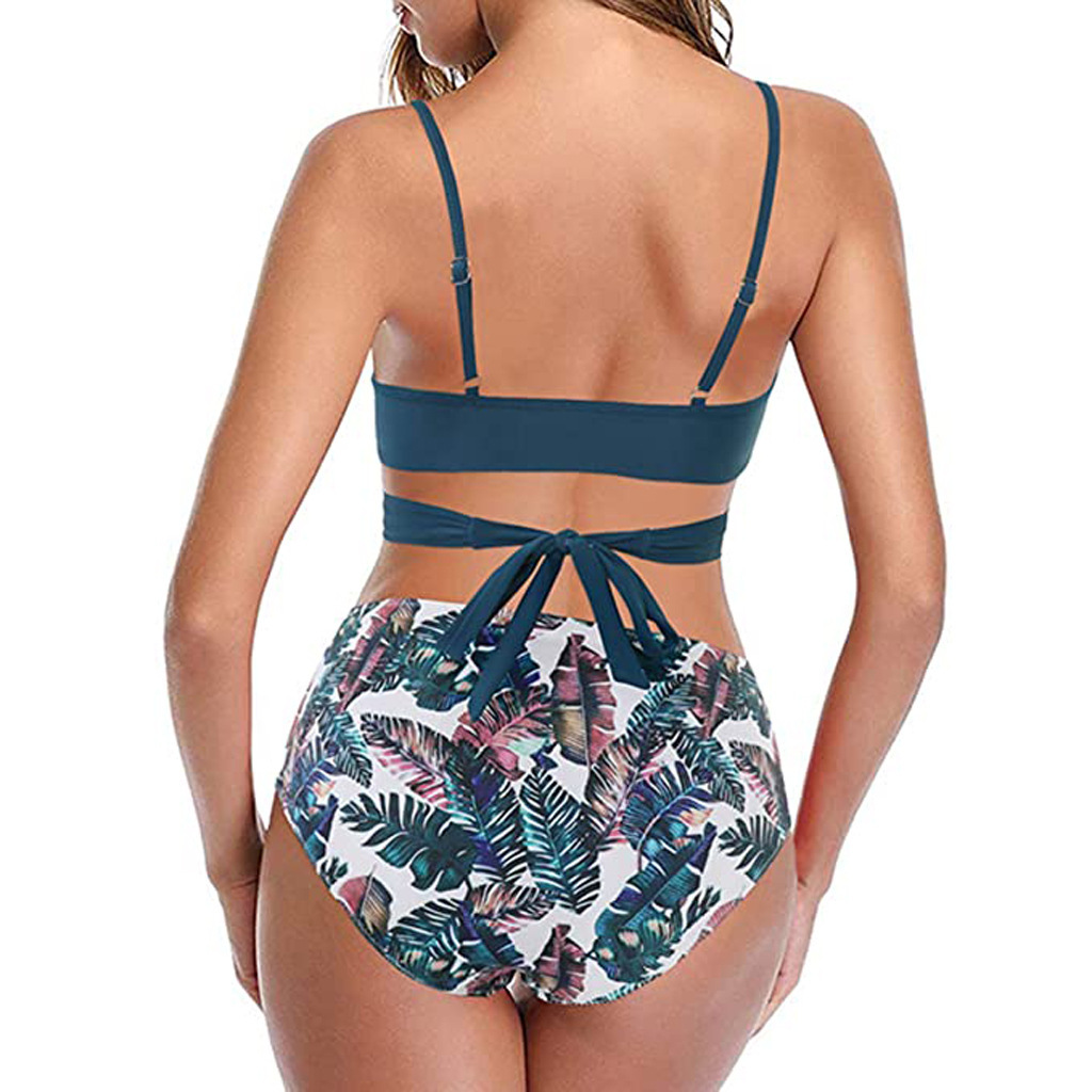 Women Sexy Soild Print Bikini Set Push Up Bathing Swimwear - Image 5