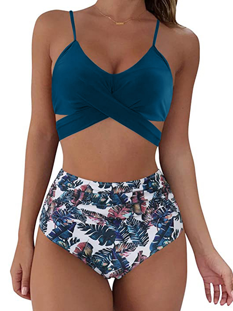 Women Sexy Soild Print Bikini Set Push Up Bathing Swimwear - Image 6