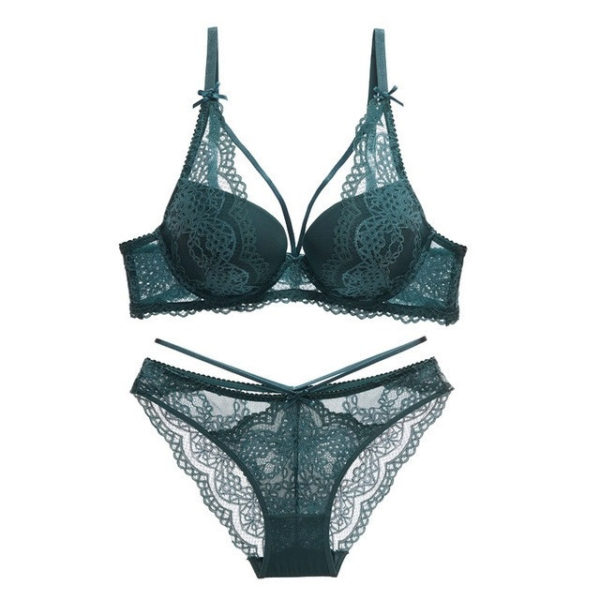 Green Underwear Set Women Bra Push Up Bra Panties Lingerie - Image 5