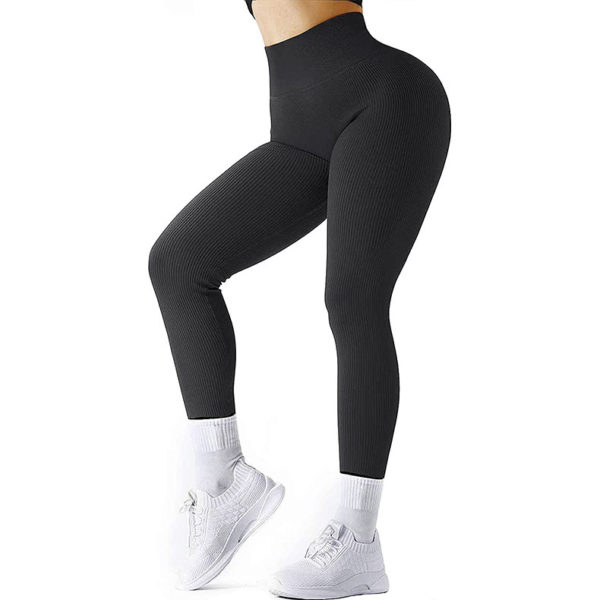 High Waist Seamless Leggings Threaded Knitted Fitness Pants Solid Women's Slimming Sports Yoga Pants Elastic Running Sport Leggings - Image 9