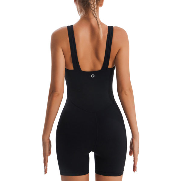 Square Collar Sleeveless Backless Yoga Jumpsuit For Women Fitness Shorts Leggings Tracksuit Stretch Slim Fashion Sports Bodysuit - Image 9