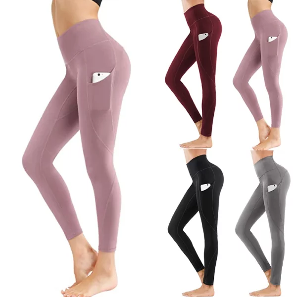 Dropshipping High Waist Yoga Pants with Pockets Seamless Tummy Control Leggings Workout 4 Way Stretch Yoga Leggings - Image 6