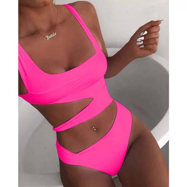 Sexy White One Piece Swimsuit Women Cut Out Swimwear Push Up Monokini Beach Wear Bathing Suits Swimming Suit For Women - Image 4