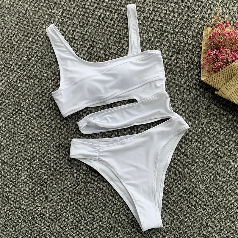 Sexy White One Piece Swimsuit Women Cut Out Swimwear Push Up Monokini Beach Wear Bathing Suits Swimming Suit For Women - Image 5